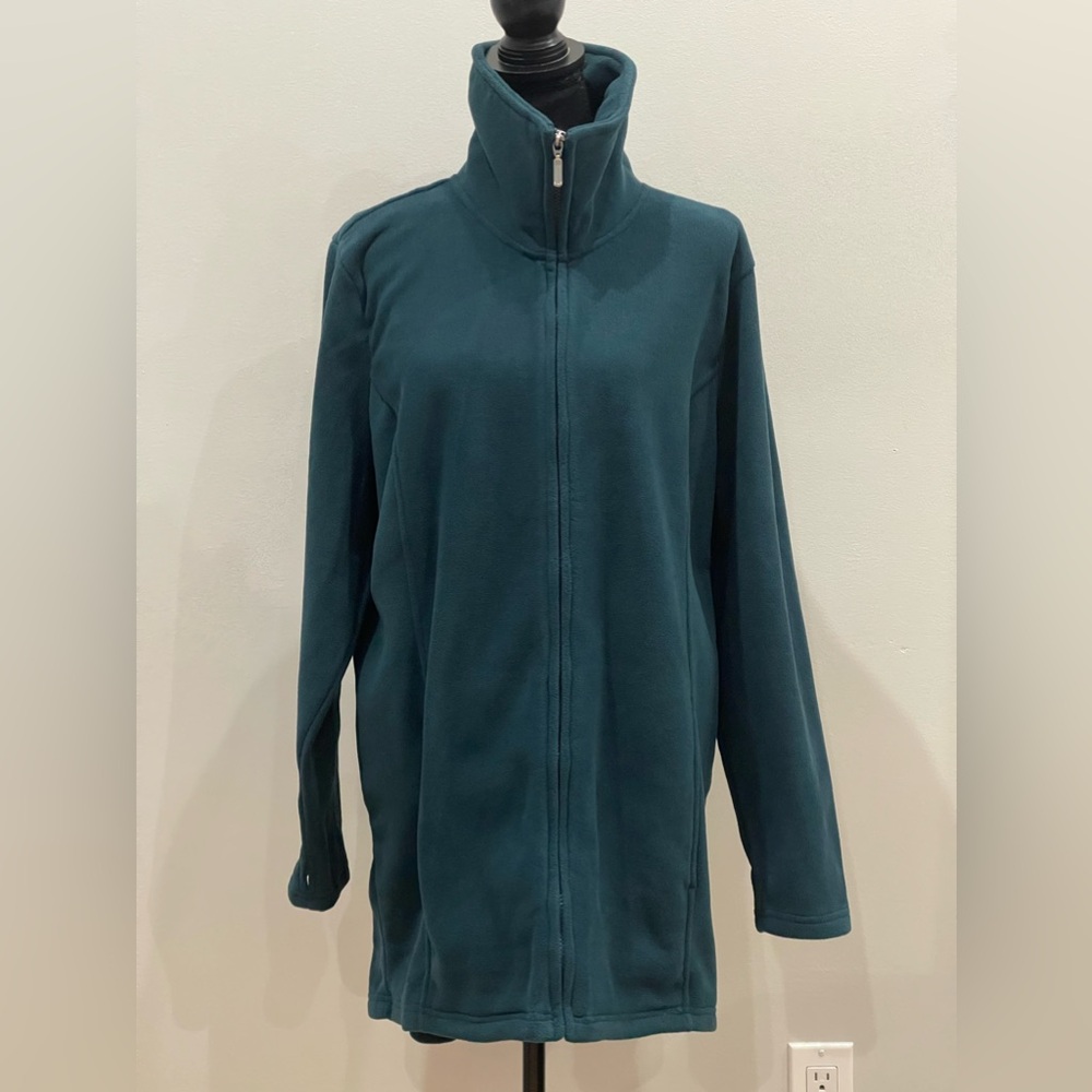 D&Co L Teal‎ Full Zip Fleece with Pockets and Thumb Cut Outs